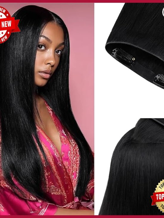 Human Hair Clip-In Extensions 14 Inch Silky Straight 7pcs 110g